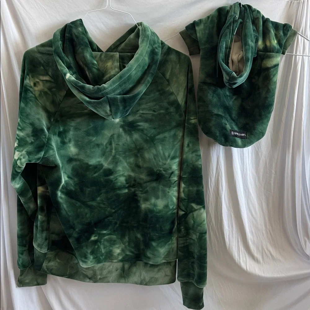 Spark Paw Velvet Emerald Green Human and Dog Hoodie Set Sizes L & L NWOT